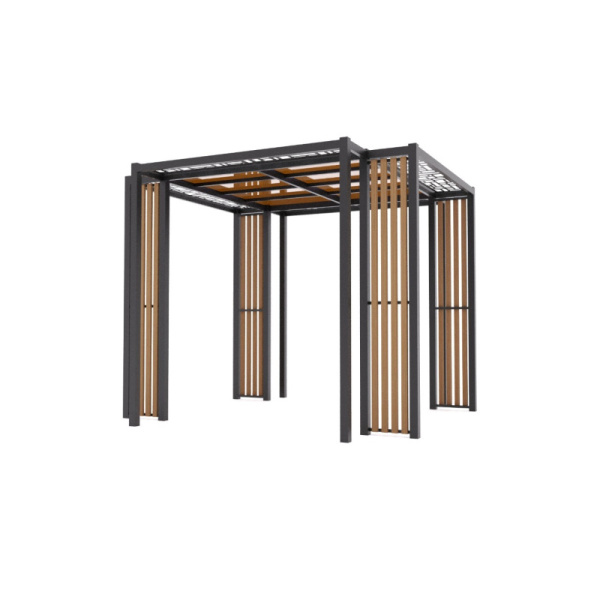 Навес "Бастион" (темное дерево T8017+черный металл) (анкерное)