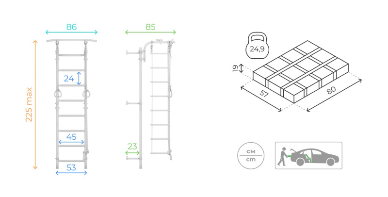 Домашний спортивный комплекс «Шведская стенка ROMANA Next Pastel +» в Ставрополе ВИНКО