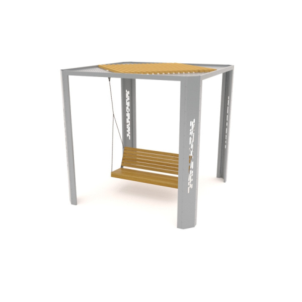 Парковые качели "Акварель" тип 2 (светлое дерево T1802+серый металл) (бетонирование)