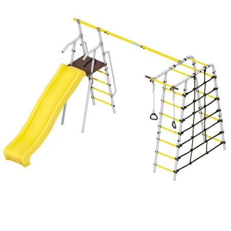 Детский спортивный комплекс для дачи ROMANA Богатырь Плюс 2 MAX (Цвет серый/желтый | Качели Без качелей)