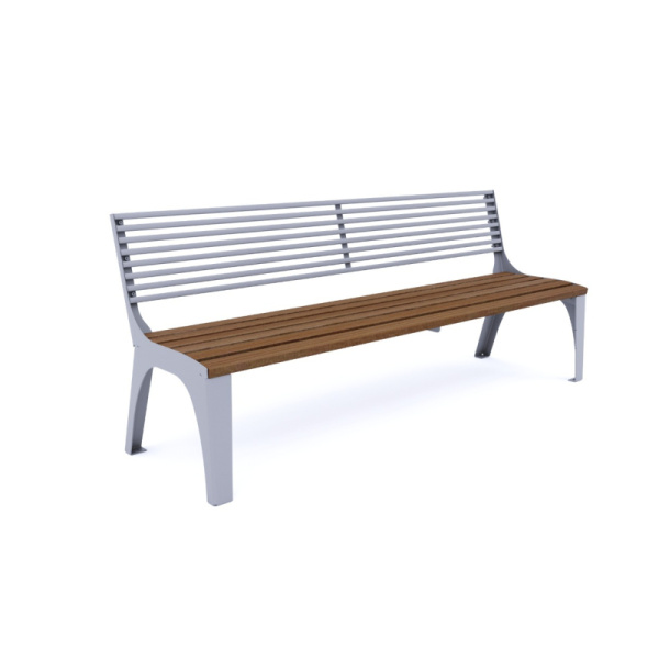 Скамья "Кипарис" 20 (темное дерево T8017+серый металл) (анкерное)