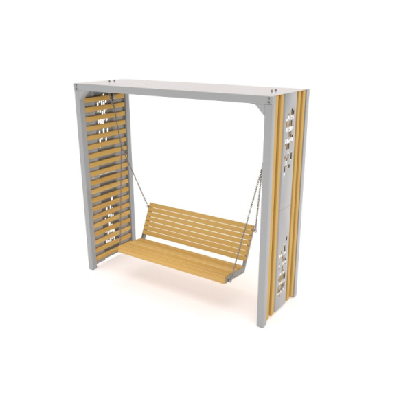 Парковые качели "Акварель" тип 1 (светлое дерево T1802+серый металл) (бетонирование)